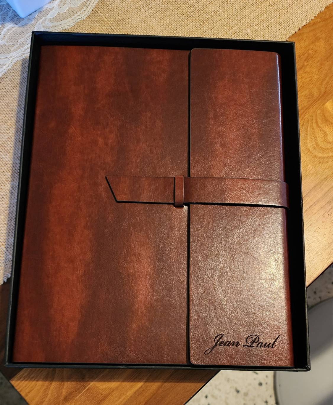 Personalized LEATHER PORTFOLIO Padfolio Notebook Organizer Folder Planner Business Corporate Gifts for Him Dad Men Boyfriend Custom Engraved