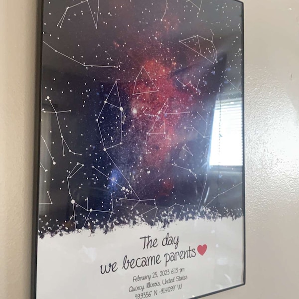 On the Day You Were Born Print- Birthday Star Map- Night Sky Birth Date ...