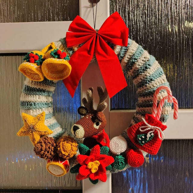 かぎ針編みのクリスマスリースのパターン：トナカイ（PDF） - Etsy 日本