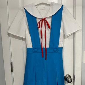 Anime Schoolgirl Costume - Blue Jumper Dress, White Shirt With Sailor  Collar, and Red Tie - Japanese Anime School Uniform Cosplay - Etsy