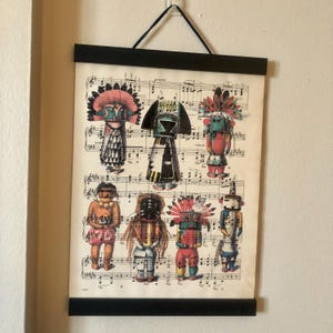 Native American Kachina Dolls Art Print From 1894 on Antique Music