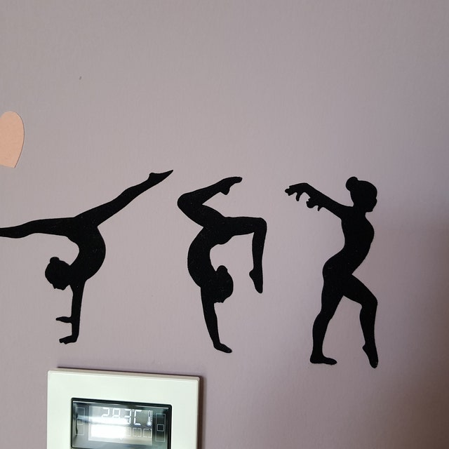 Dancing Rhythmic Gymnastics Gymnast Girls Females Silhouette Wall Decal Vinyl Sticker Mural Room Decor L788