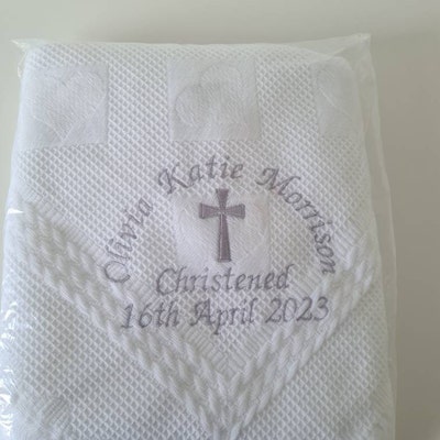 personalised baptism shawl