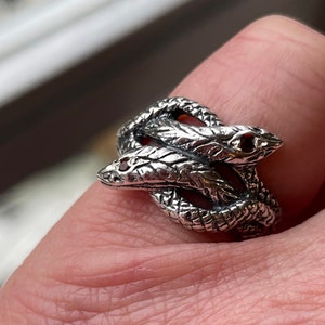 Coiled Twin Snake Ring With Gemstones in 925 Sterling Silver