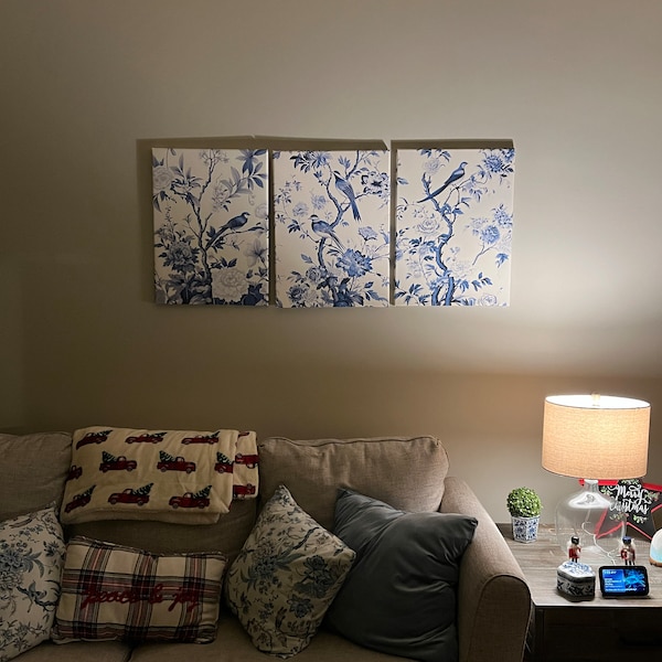 Antique Vintage Blue Chinoiserie Wall Art Prints, Set of 3 Botanical ...