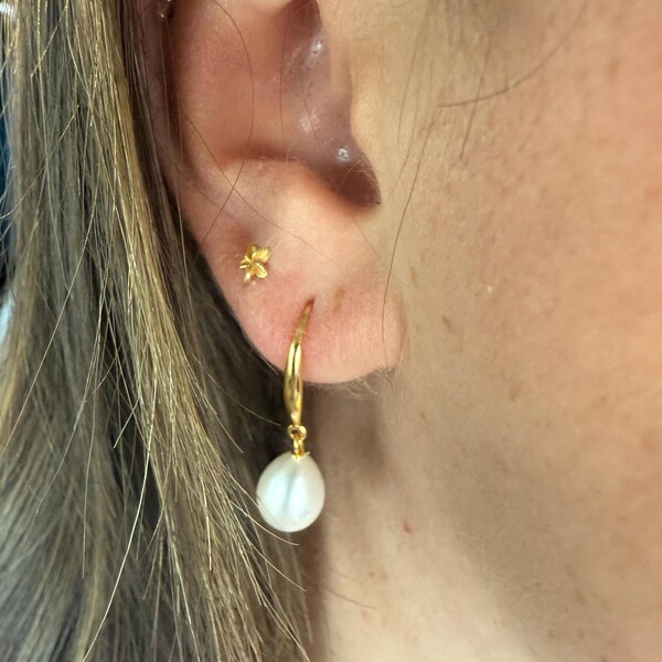 925 Sterling SLV Pearl Drop Dangle Earrings main image 1