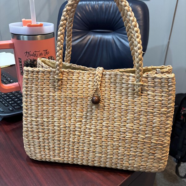 Straw Bag Water Hyacinth Hand Woven Handmade Style Unique Authentic ...