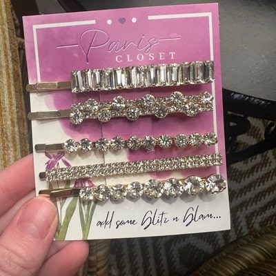 Rhinestone Crystal Bobby Pin 6pcs Set Gold Hair Bobby Pins Black Hair Pins Crystal Oval Barette
