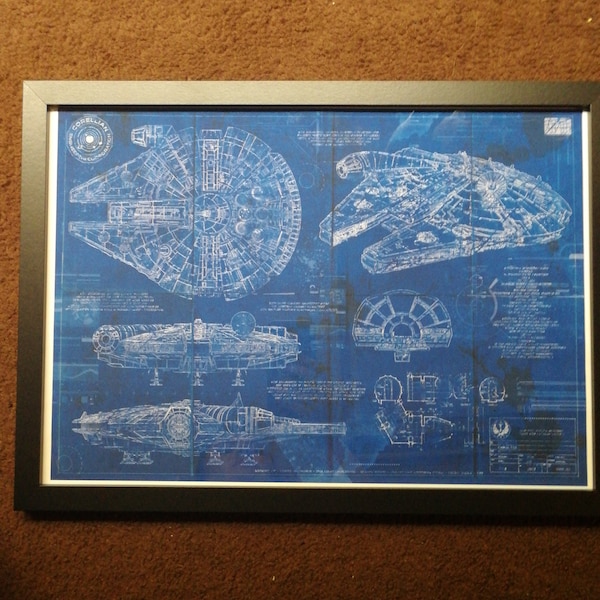 Millennium Falcon Star Wars Poster Blueprint Version 2 (A2 = 420mm*594 ...