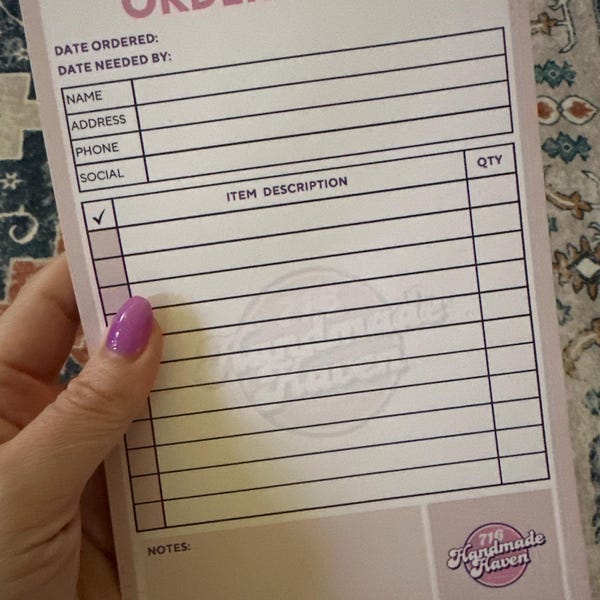 Personalized Order Form Notepad: Custom Small Business Notebook - Etsy