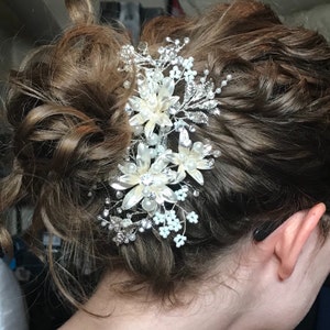 Bridal Silver Flower Pearl Crystal Hair Clip, Flower Hair  display picture 1