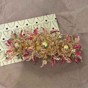 Flower Hair Clip Crystal Barrette Large Barrette Large Hair 