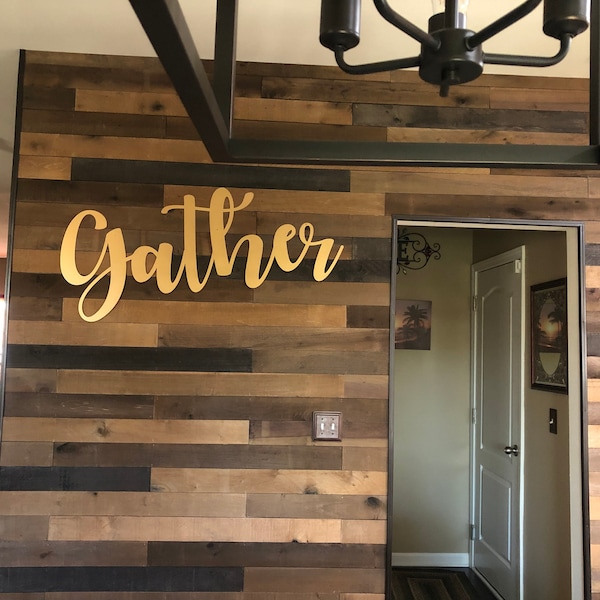 Rustic Gather Word Sign Farmhouse Metal Wall Art for Housewarming ...