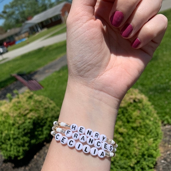 Personalized Custom Beaded Name Bracelets | Custom Word Beaded ...