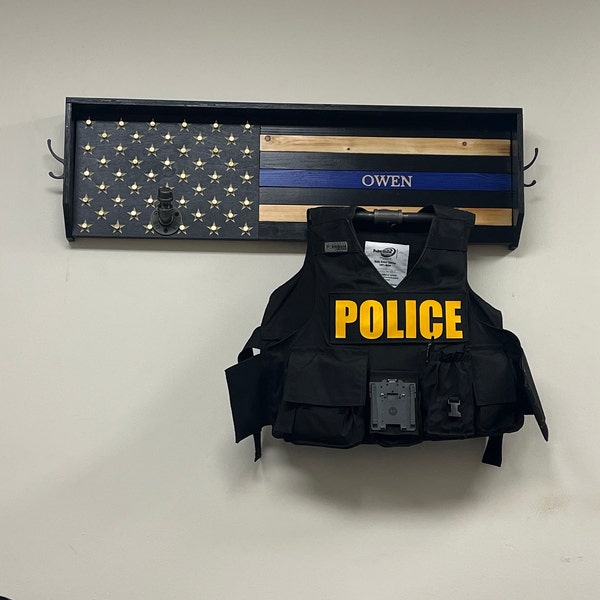 Police Merit Pin Rack Thin Blue Line - Police Gear Rack - Graduation Gift - Police Duty Gear ...