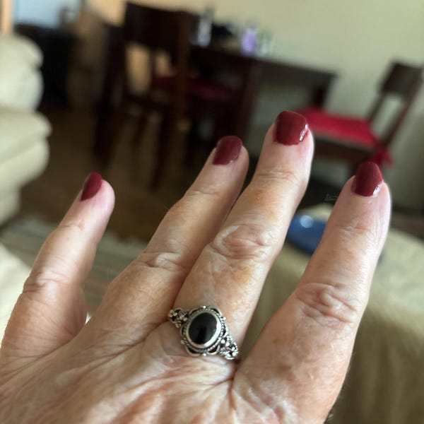 Onyx Spin Vintage Ring (925 Silver)