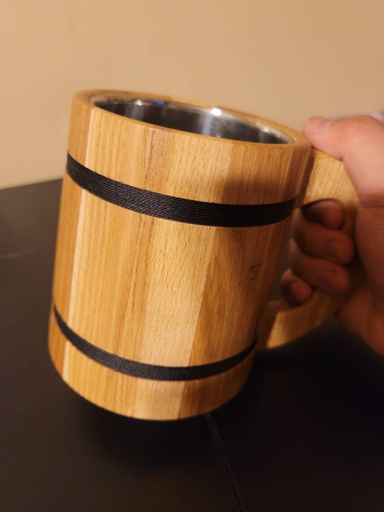 Personalized Groomsmen Beer Mug Custom Wooden Stein, Customizable Best Man Gift from Groom Engraved Wood Tankard, Wedding Gift for Father