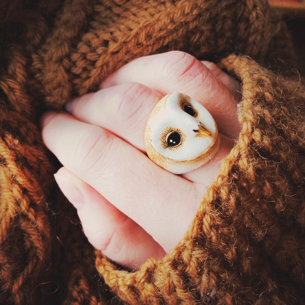 Lucky Barn Owl Ring , Barn Owl , Owl Lover , MOONLIGHT VALLEY - Etsy
