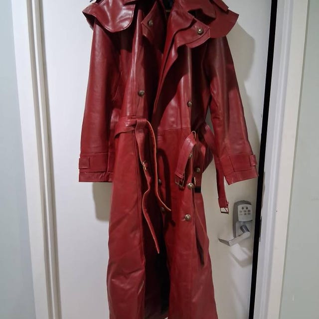 Red Leather Trench Coat: Statement Winter Coat - Etsy