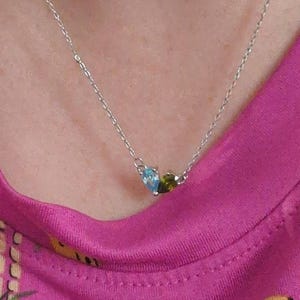 Personalized Heart Birthstone Necklace, 2 Birthstone Necklace, Personalized Jewelry, Birthday Gift for Her, Anniversary Gift, Christmas Gift