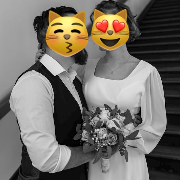 Elegant long square neck wedding dress for women
