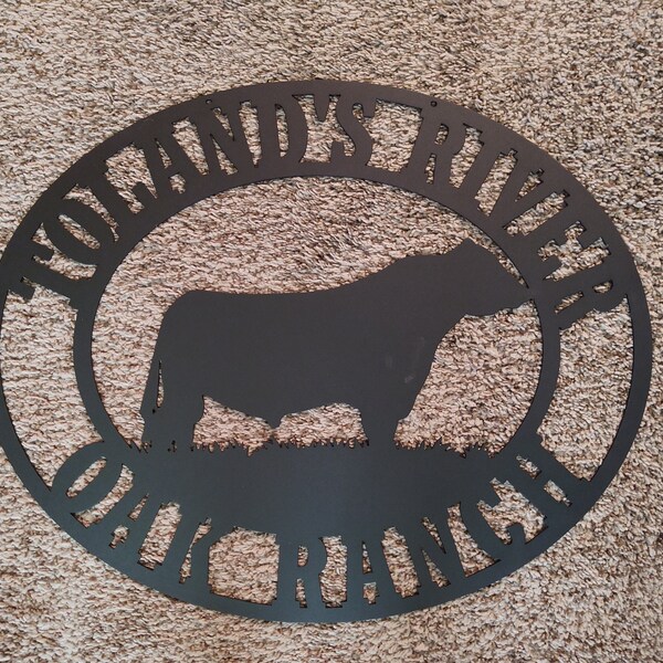 Personalized Metal Bull or Cattle Ranch Oval Sign, Choose Any Powder ...