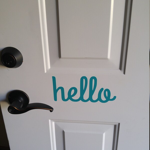 Hello Front Door Vinyl Decal Sign Simple and Cute Porch Door Lettering ...