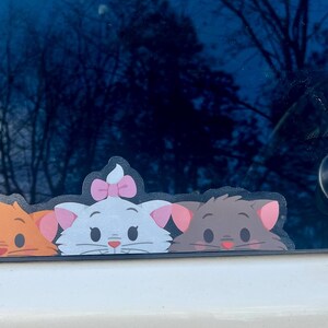 Aristocats Marie, Toulouse, Berlioz Car Decal - Disney Peekaboo