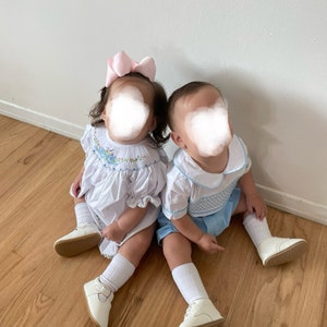 Petit Bebe Knits Baby Girls Pink Smocked Bows Bishop Dress