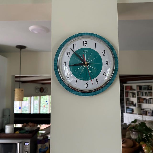 Turquoise Mid-century Modern Wall Clock: Atomic Jetsons Style - 3