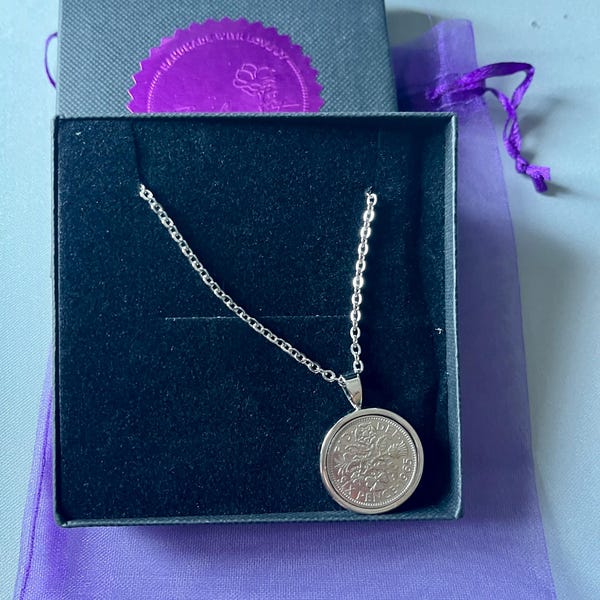 Elegante ciondolo 1946 Lucky Sixpence 72 ND Birthday Plus