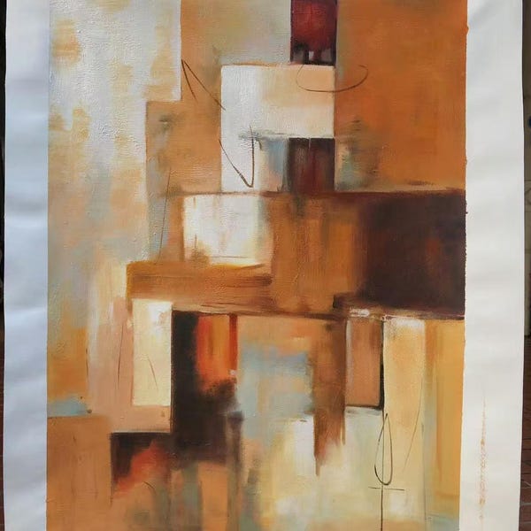 Abstrakte Wandkunst Auf Leinwand 30x60 Cm – Goldene Akzente, Fertig Gerahmt