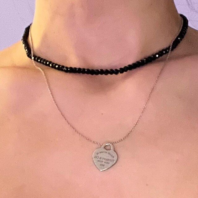 Black Spinel Necklace,black Spinel Jewelry,sterling Silver