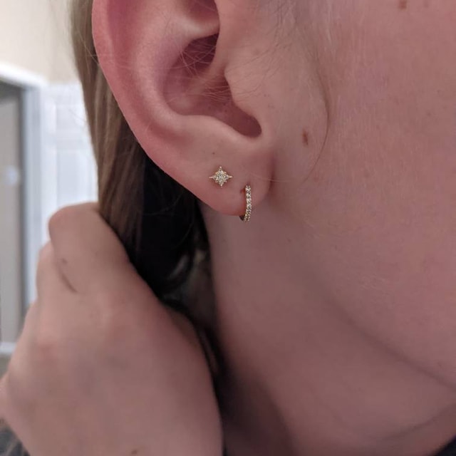 Orecchini a cerchio da donna con pavé di zirconi cubici, 18mm, Ottone, Zirconia cubica