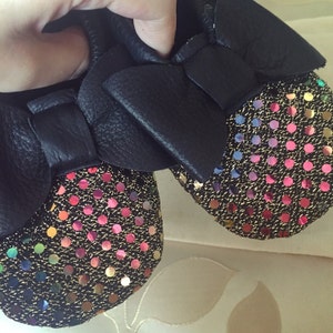 black sequin moccasins