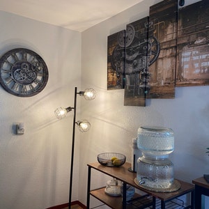 10 Inch Square Gears Clock - Desk & Wall Clock With Real Moving Gears, Grey & White, Fir Wood & Metal