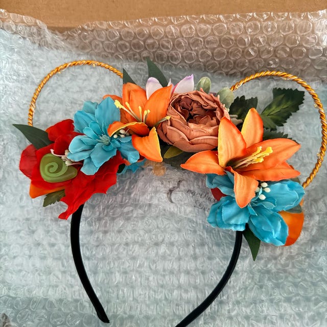 Floral Moana Ears Headband, Tropical Disney Princess Mouse 
