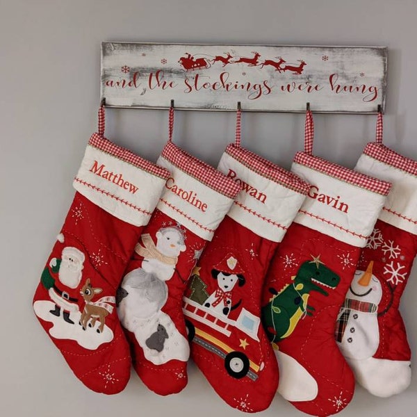 And the Stockings Were Hung Wooden Sign, Stocking Holder Sign, Wooden ...