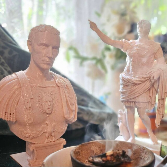 ローマ皇帝ガイウス・ユリウス・カエサルの栄光の胸像 - 大理石を注入