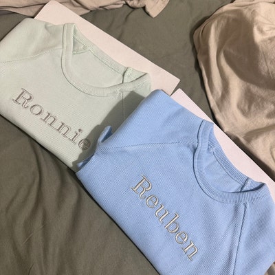 Summer Personalised Child Ribbed Sets Embroidered Kids Sets ...