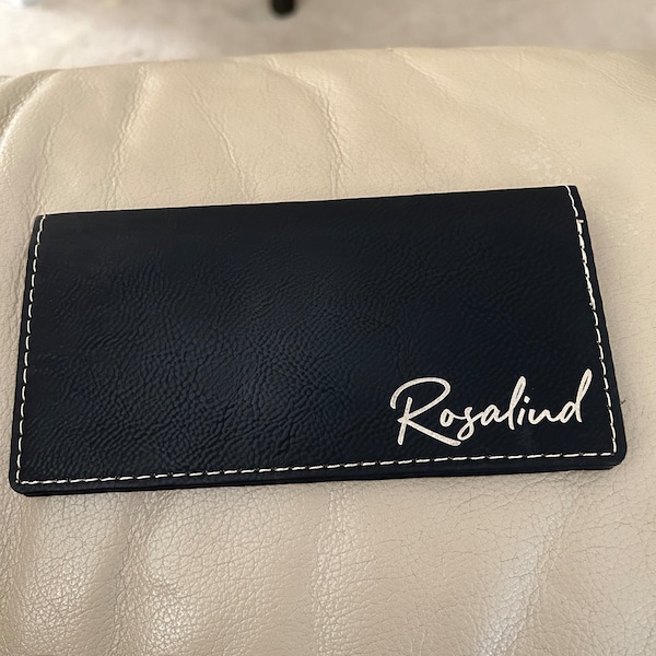 Personalized Checkbook Covers, Leather Check Wallet, Engraved Checkbook ...