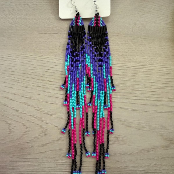 Ultra Long Boho Beaded Tassel Earrings – Handmade Seed Bead Jewelry ...