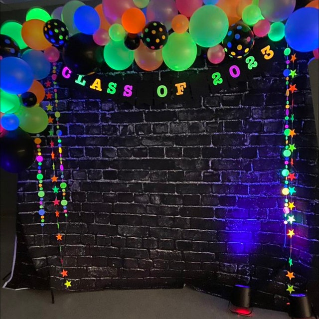 HIPVVILD Neon Party Supplies Kit, Neon Glow Party Decorations include  Balloon Garland Arch, Neon Glow Backdrop, For Neon Graffiti Glow Theme  Birthday