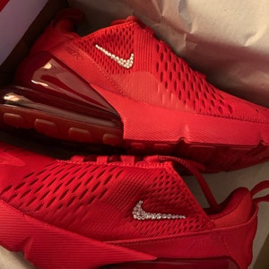 Swarovski Women S Nike Air Max 270 All Red Sneakers Etsy