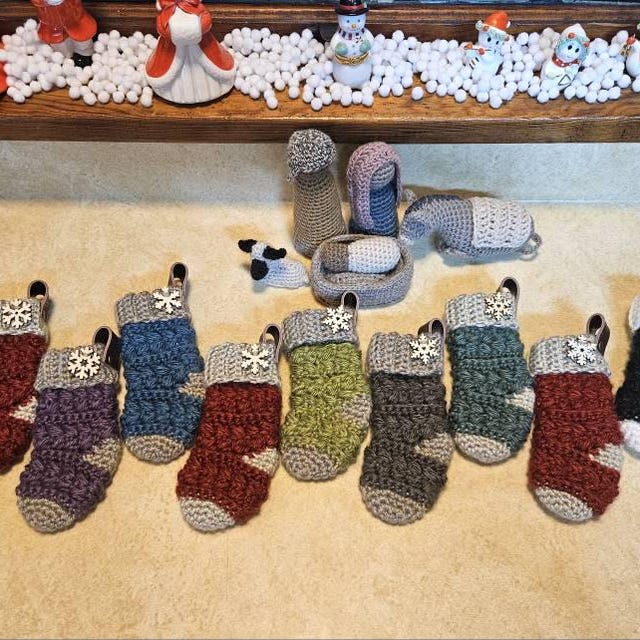 A customer's finished Wheat Stitch Mini Stocking Crochet Pattern