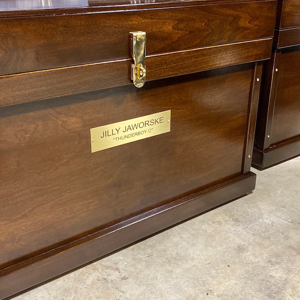 Classic Wood Tack Trunk With Brass Nameplate and Trunk Cover - Etsy