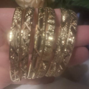 22k Real Gold Plated 6 Pcs Look Slim Sleek Indian Bridal Bangle ...