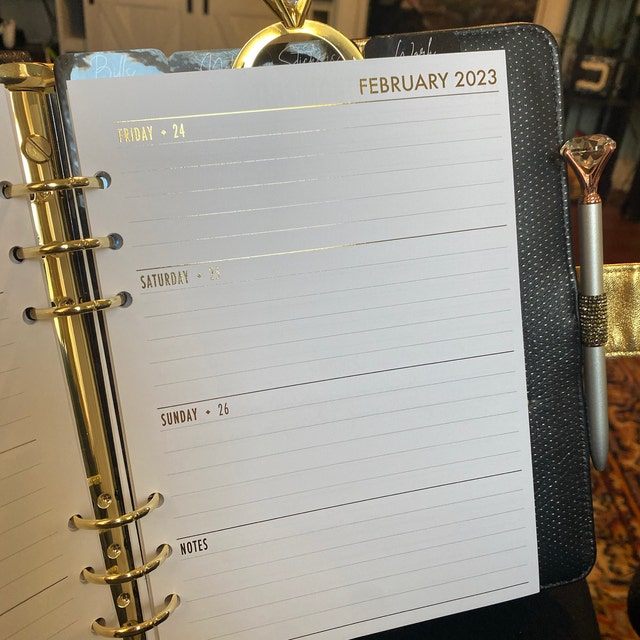 Week on 2 Pages Horizontal Planner Calendar Refill – Monday Start