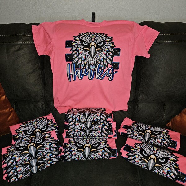 Mustangs Faux Rhinestone Tshirt Trendy School Spirit Shirt Fast