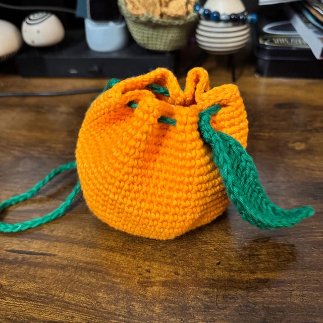 Crochet Orange Bag PATTERN, Drawstring Bag PATTERN, Crochet